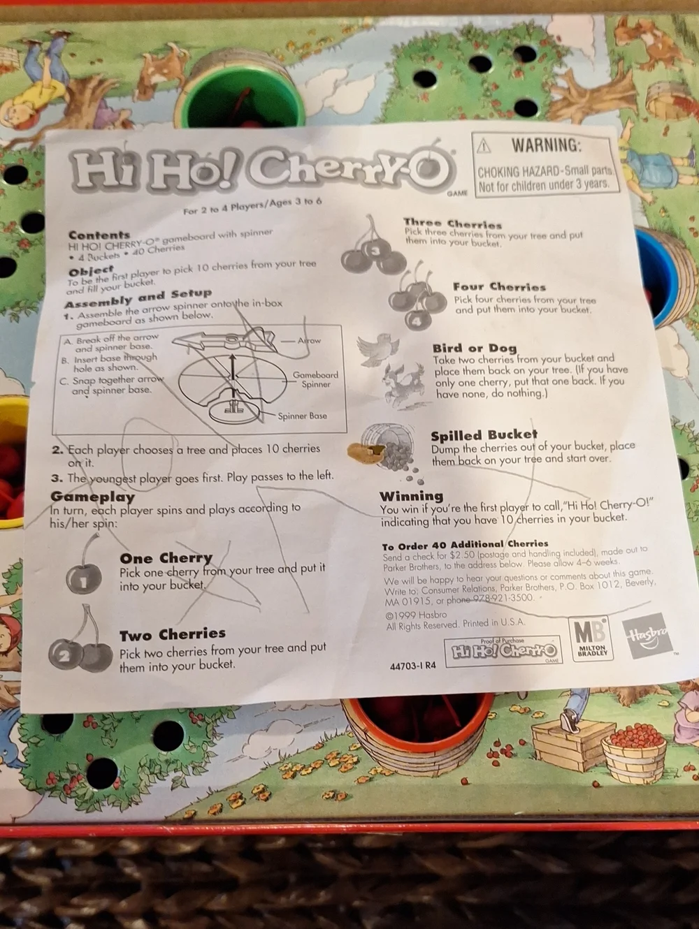 Vintage  1999 Version Hi Ho! Cherry-O -has all Parts And Original Directions